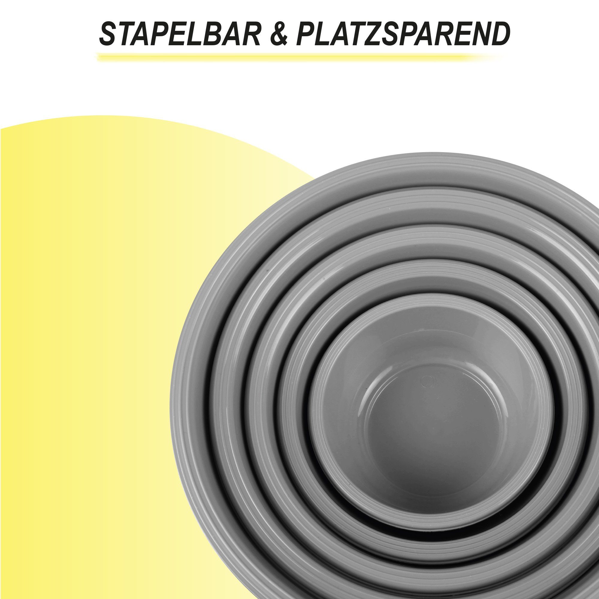 Pro Home Salatschüssel mehrteilig 0,7L/1,5L/2,5L/4,0L/6,0L, Kunststoff, (5er Set, 5-tlg), stapelbar, mikrowellengeeignet, spülmaschinenfest – Bild 4 von 5