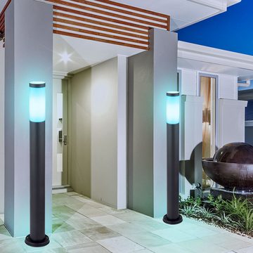 etc-shop LED Außen-Stehlampe, Leuchtmittel inklusive, Warmweiß, Farbwechsel, Außen Steh Leuchte ANTHRAZIT Fernbedienung Garten Außen lampe