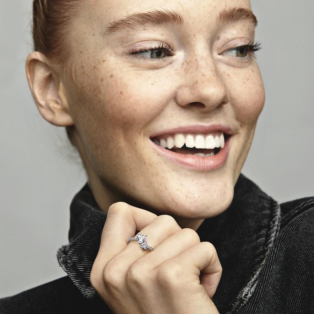 Pandora Fingerring PANDORA Damenring Doppeltes Herz aus 925er Silber mit Zi günstig online kaufen