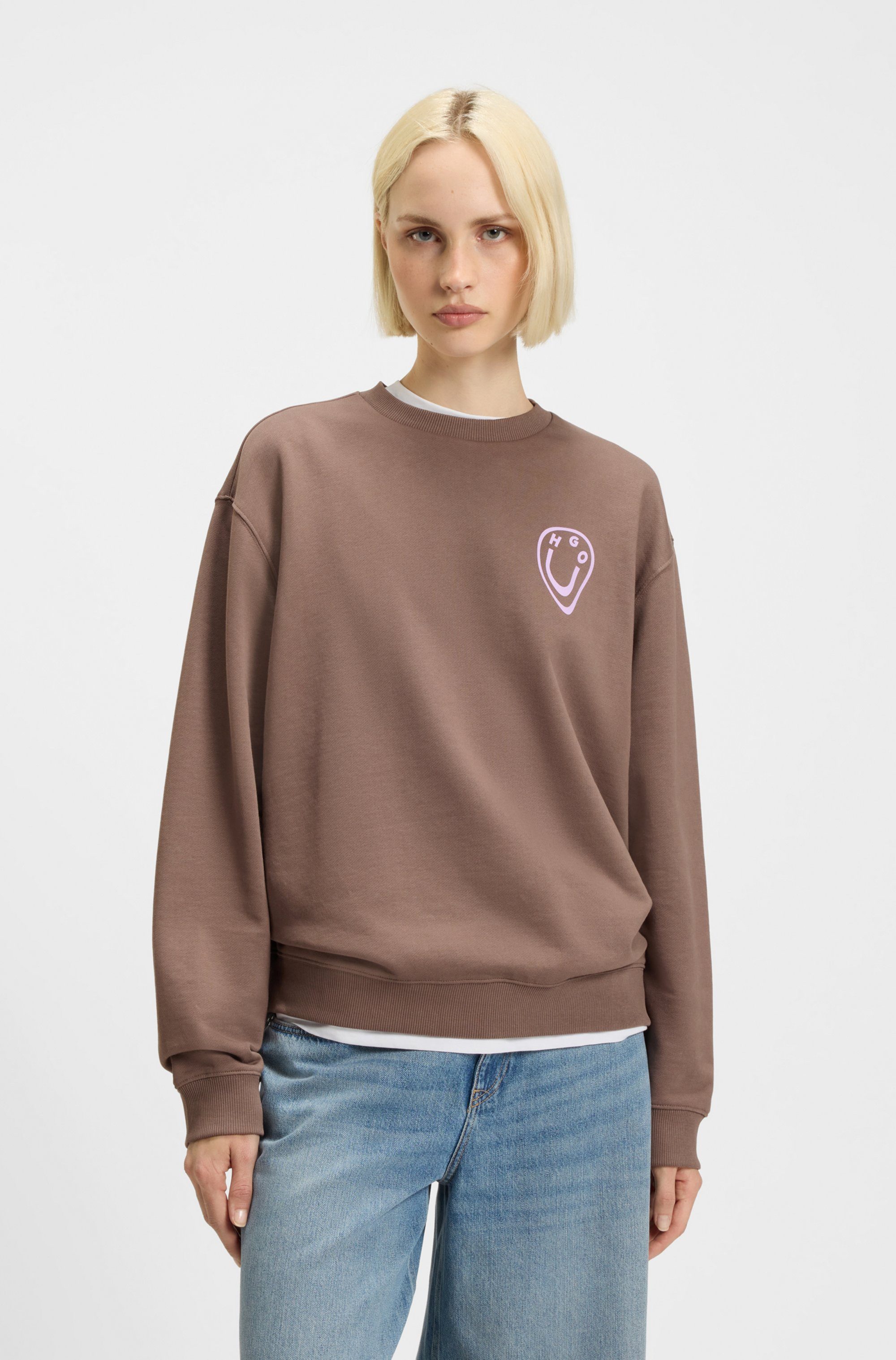 HUGO Sweatshirt Oversized Crew Rundhals, mit Print