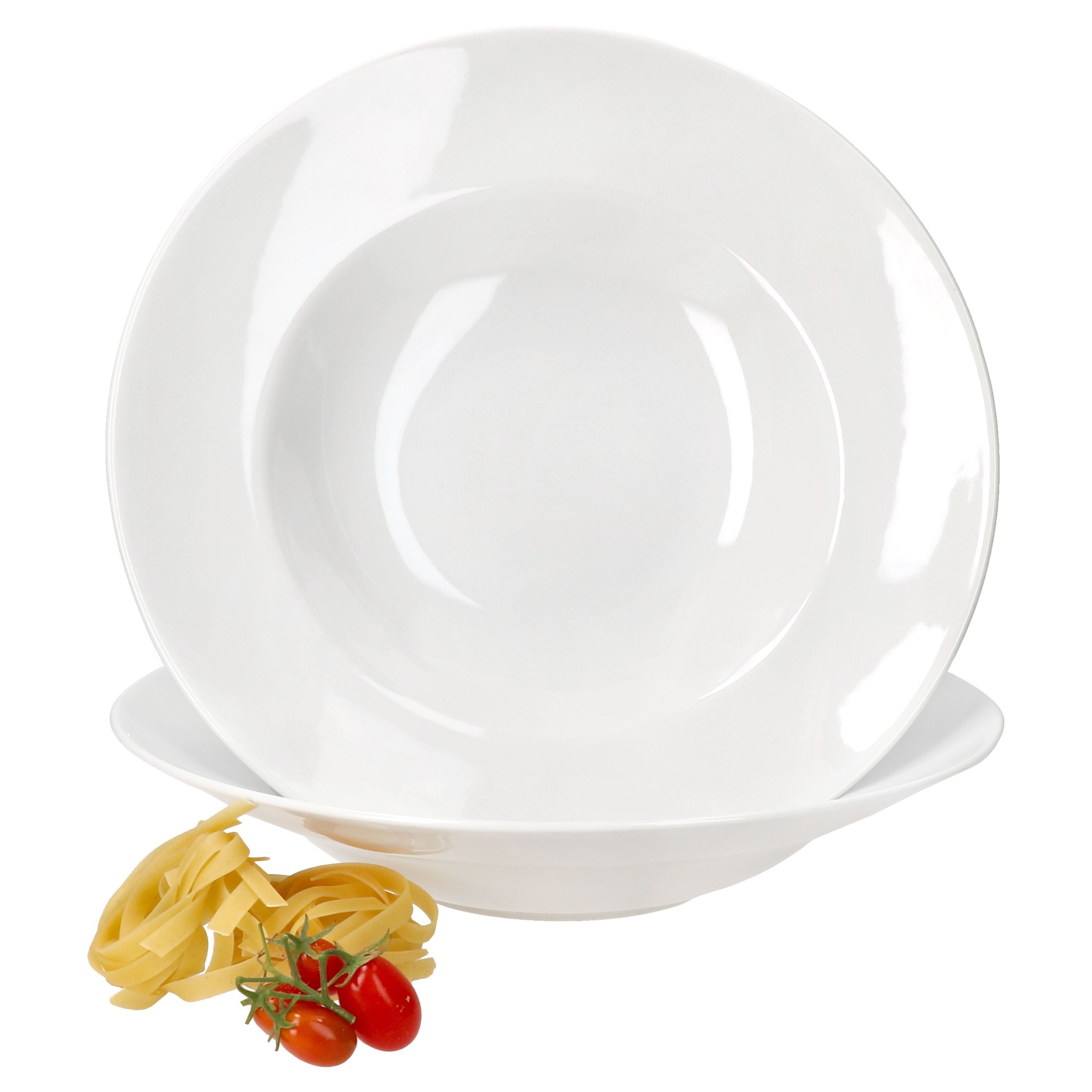 MamboCat Pastateller 2x Bianco Pastateller Ø30cm aus Porzellan Nudel-Teller Weiß Suppe