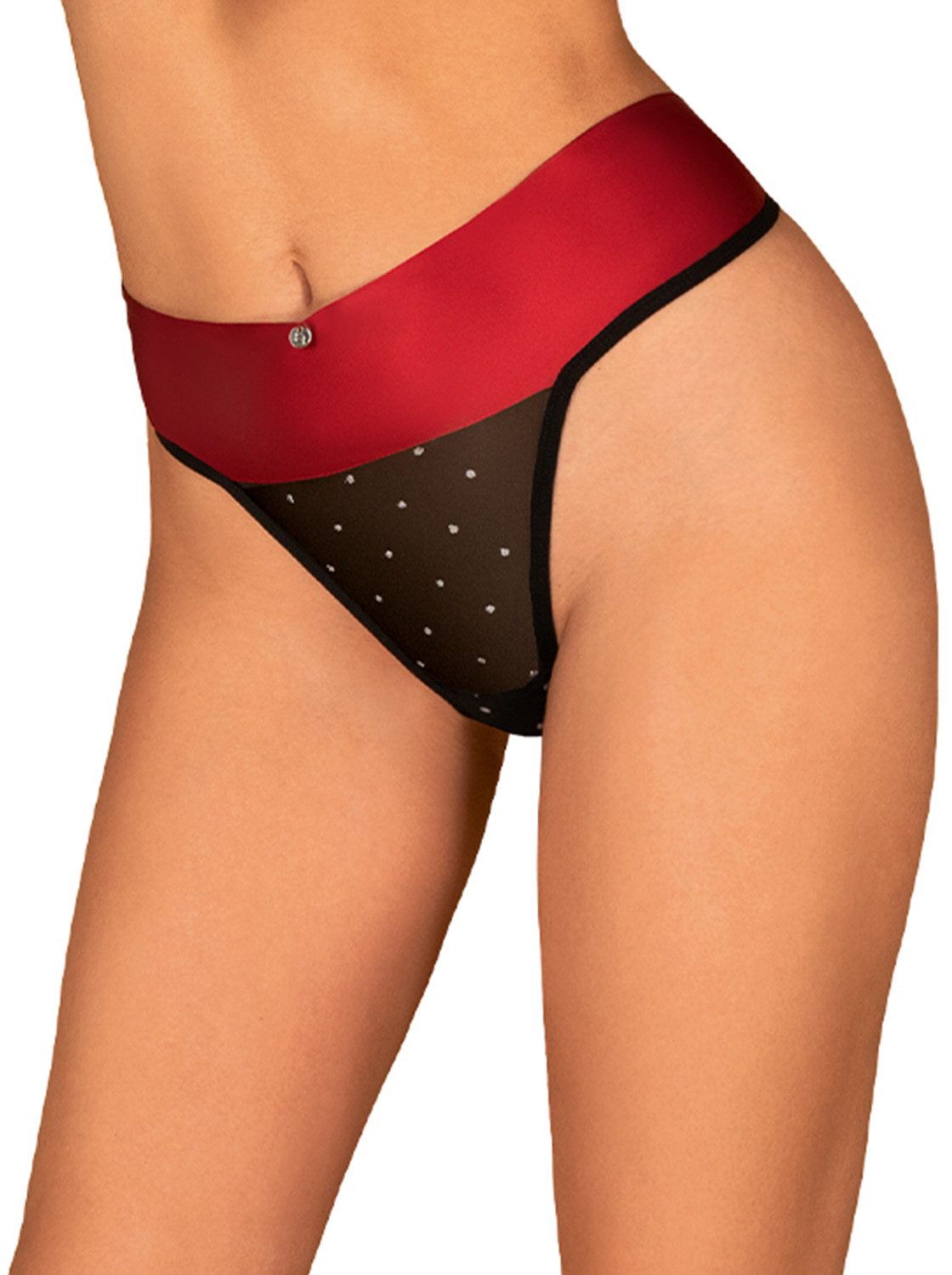String Frauen Netz String in schwarz teiltransparent mit Schleife hinten Sati