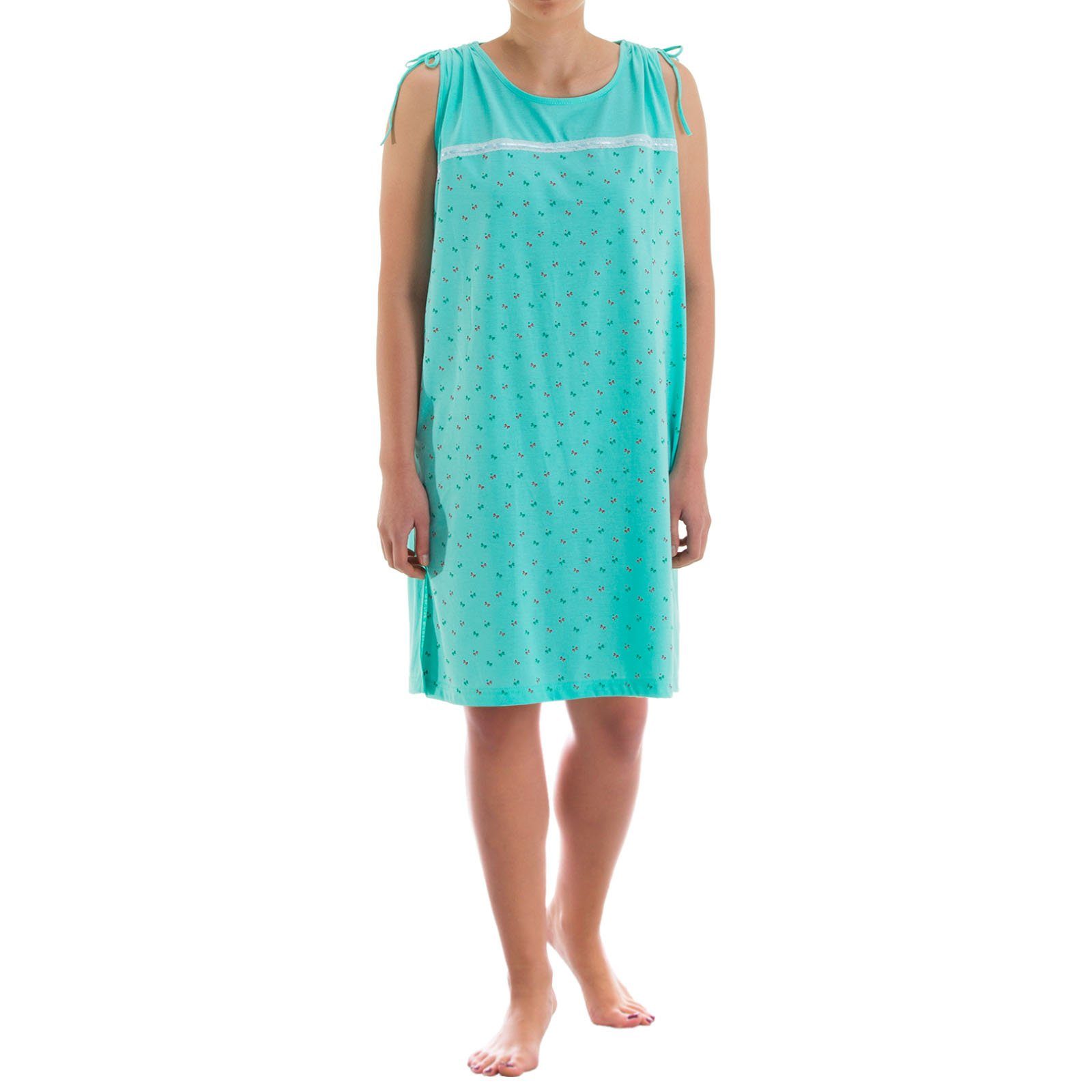 Nachthemd mint - zeitlos Kleid Schleifchendruck Nachthemd