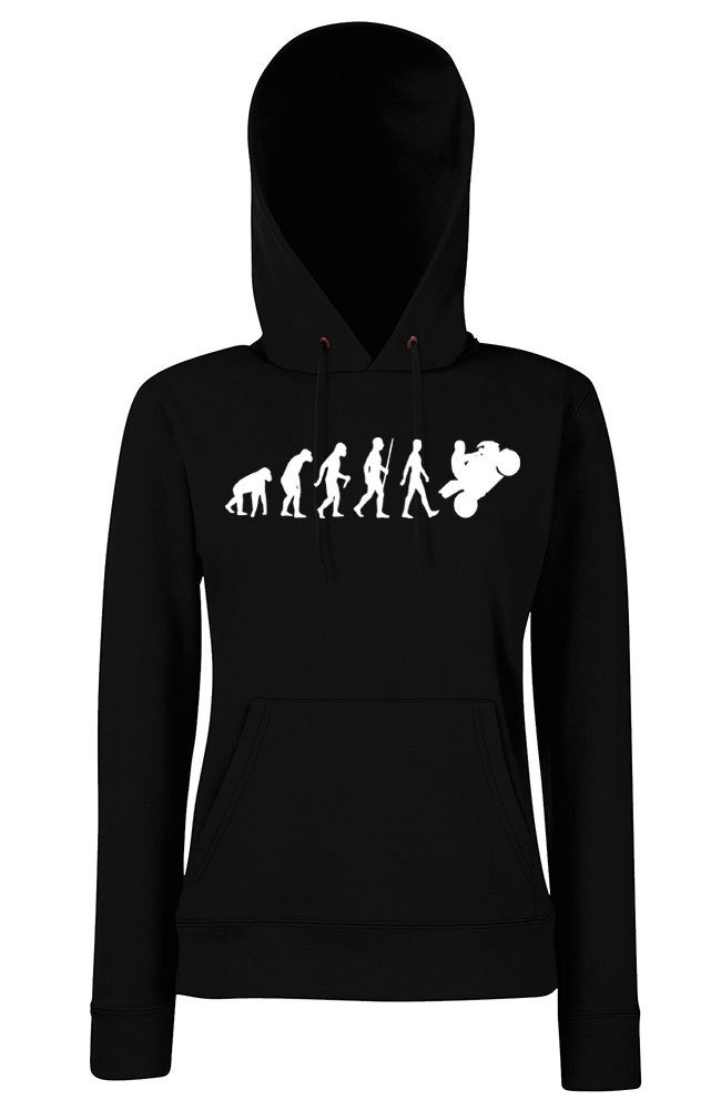Youth Designz Kapuzenpullover Evolution Motorrad Damen Hoodie Pullover mit trendigem Biker Frontprint