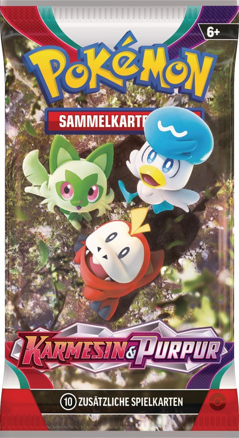 POKÉMON Sammelkarte Pokémon Karmesin und Purpur Booster Pack Sammelkarten - 1x Booster