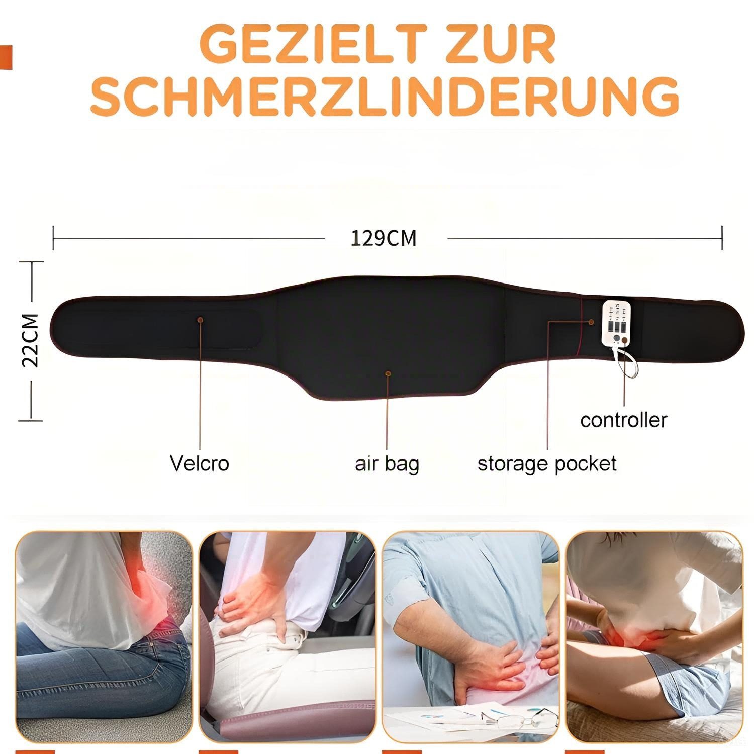 ibettertec Massagegerät Taillenmassagegerät, rückenmassagegerät, Massagegürtel Wärmetherapie, Graphene Wärmetherapie,luftkompressionsmassage, Airbag-Massage,verstellbarer Klettverschluss,9 modi,Ergonomisches