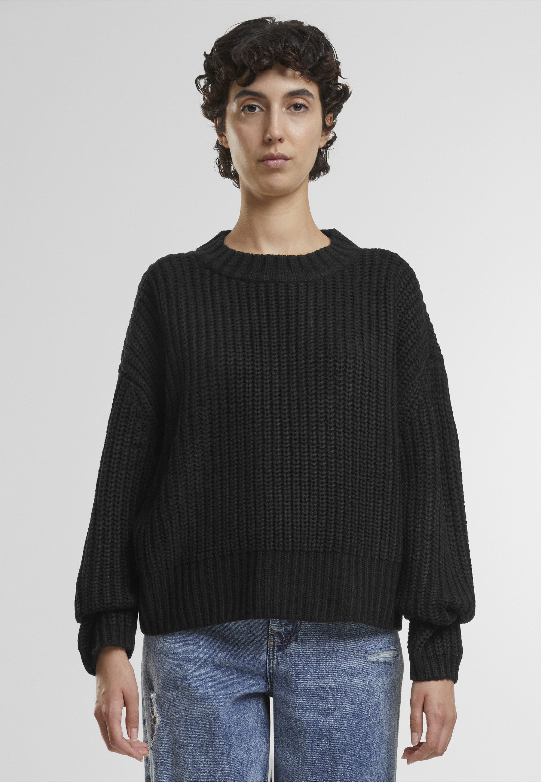 URBAN CLASSICS Rundhalspullover Urban Classics Ladies Wide Basic Oversized Sweater (1-tlg)