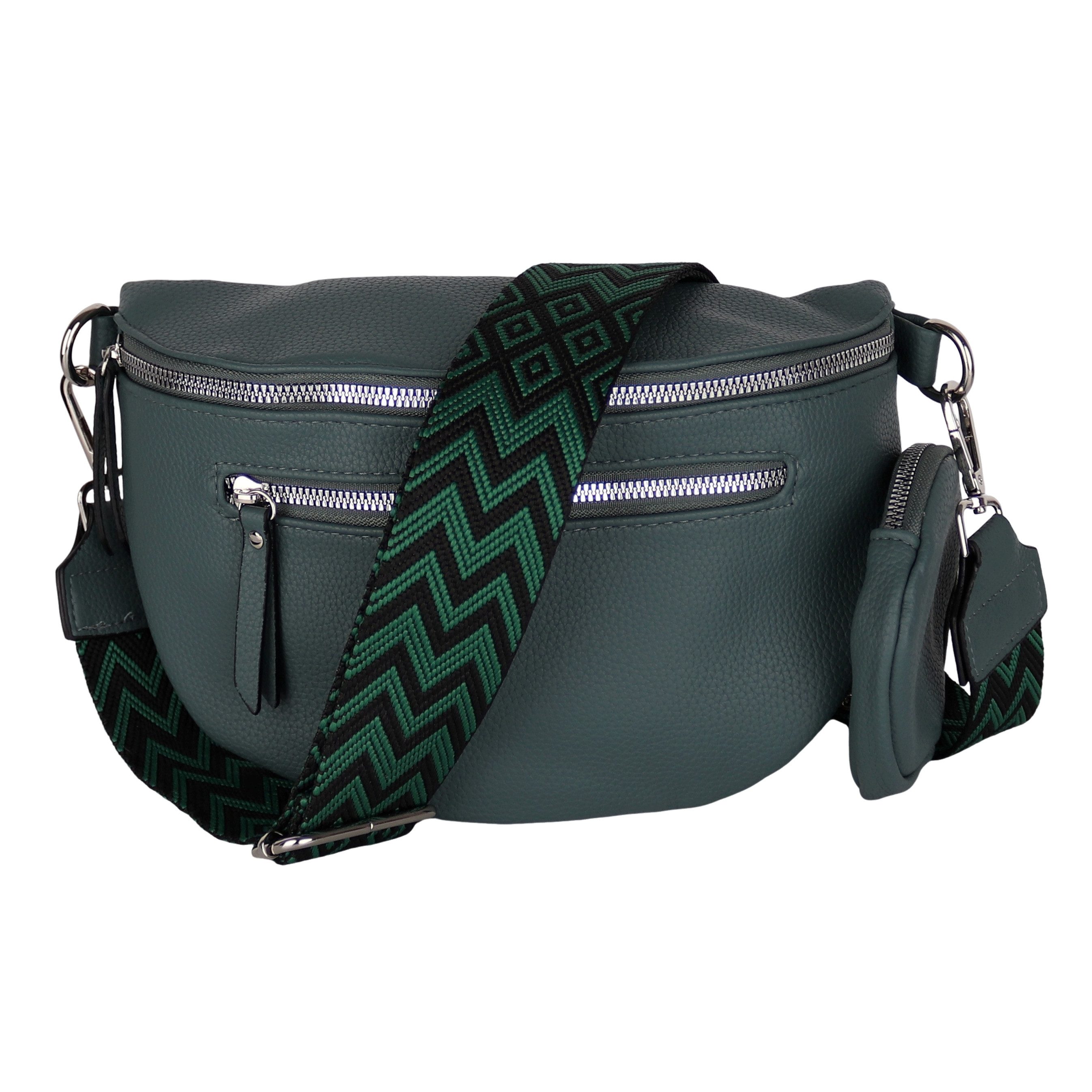 MIRROSI Bauchtasche Damen Taschen, Umhängetasche, Brusttasche, 27x19x9cm Veganes Leder (Schultertasche für jeden Anlass, inkl.1x Münzbeutel), Crossbody Bag, Bohemian gemusterten& verstellbaren Schulterriemen