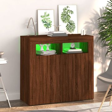 vidaXL Sideboard Sideboard mit LED-Beleuchtung Braun Eichen-Optik 80x35x75 cm (1 St)