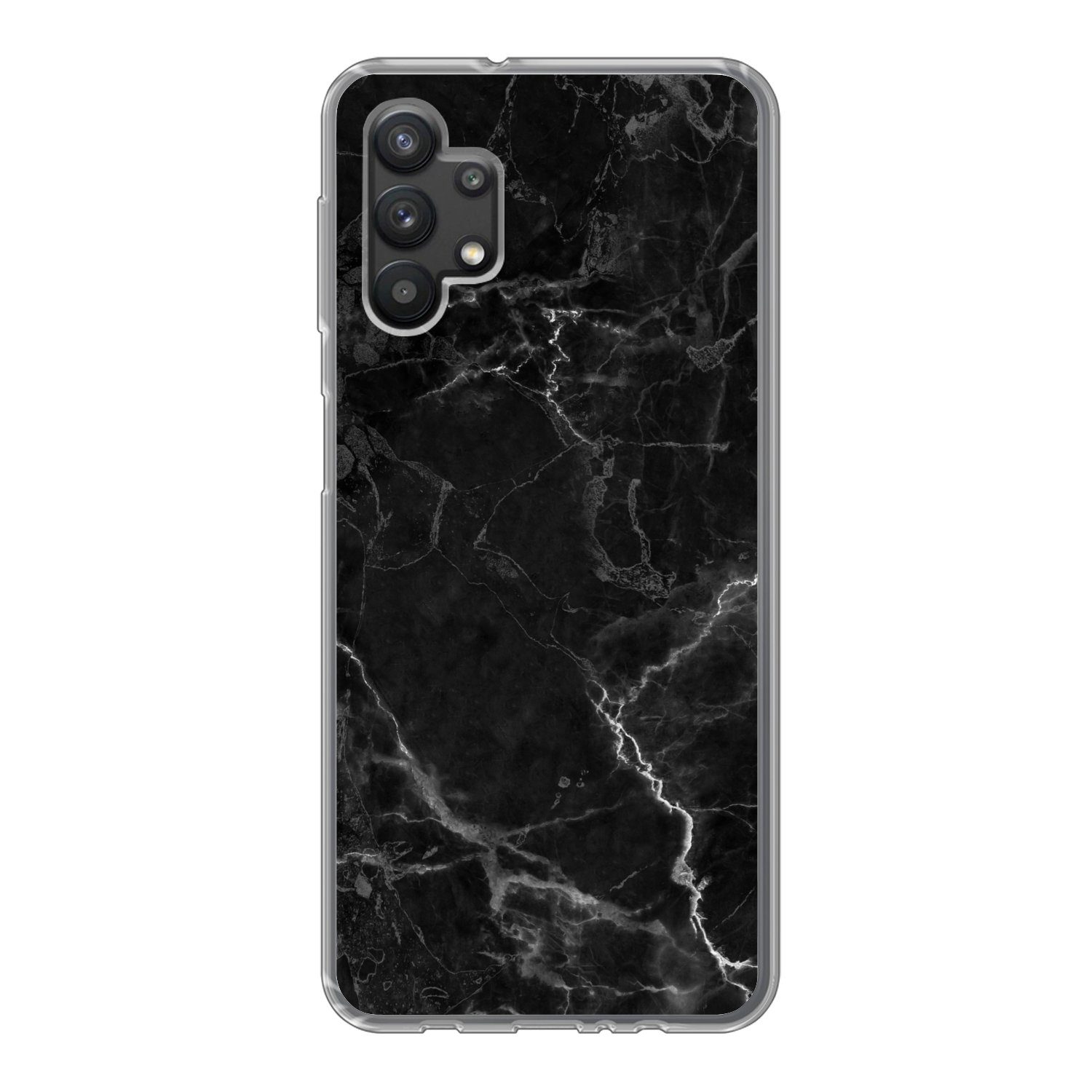 MuchoWow Handyhülle für Samsung Galaxy A32 5G Marmor - Schwarz - Weiß - Textur - Marmoropt, Smartphone-Bumper, Print, Handy Schutzhülle Dünn