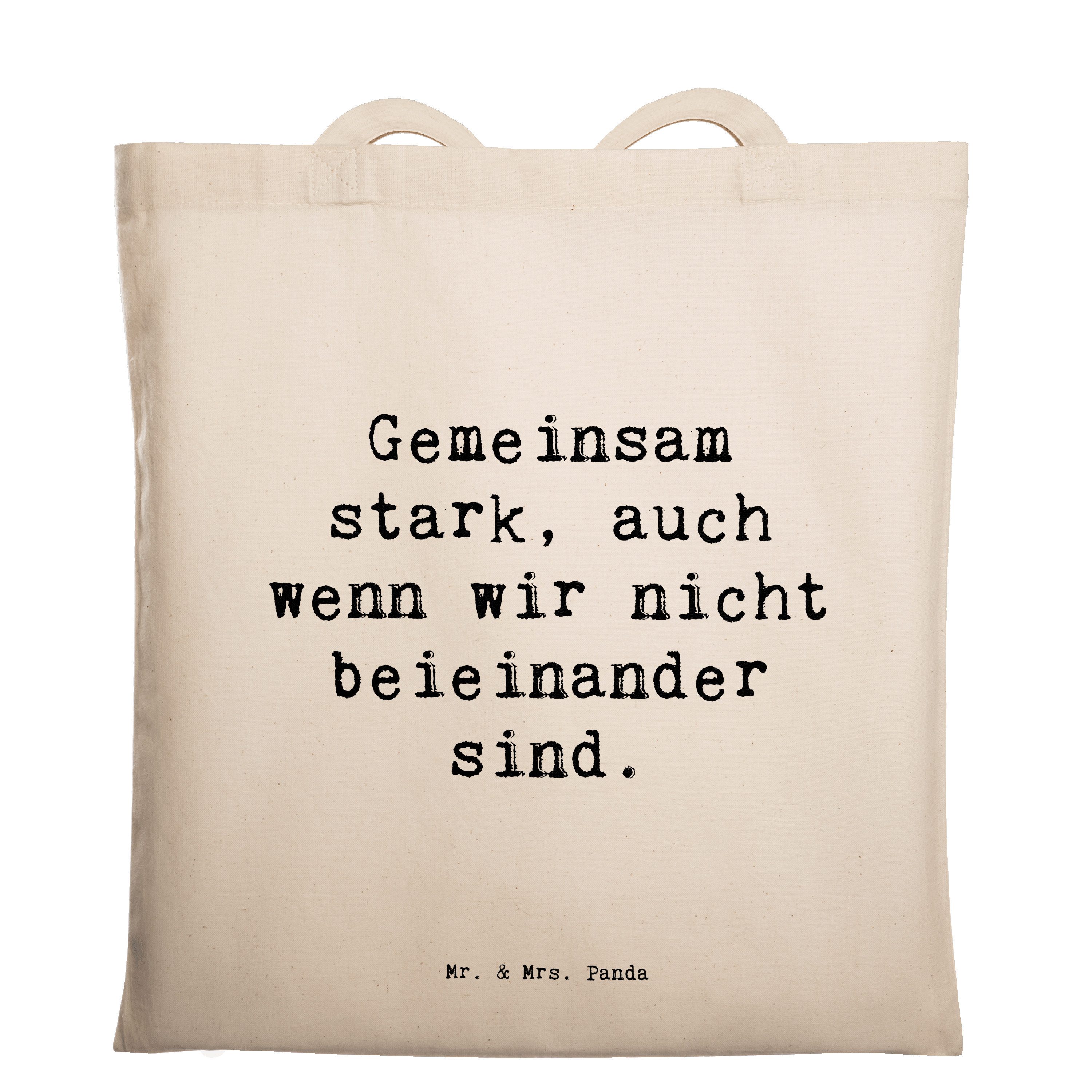 Mr. & Mrs. Panda Tragetasche Spruch Trennung von den Eltern - Transparent - Geschenk, Freundschaft (1-tlg), Lange Tragegriffe