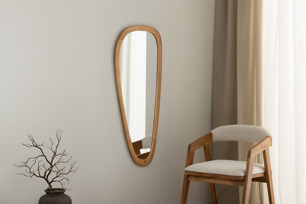 riess-ambiente Wandspiegel ORGANIC 120cm braun – Eichenholz-Design, vertikal, Dekoration (Einzelartikel, 1-St), organische Form mit Holzoptik – ideal für Wohn- oder Schlafbereich