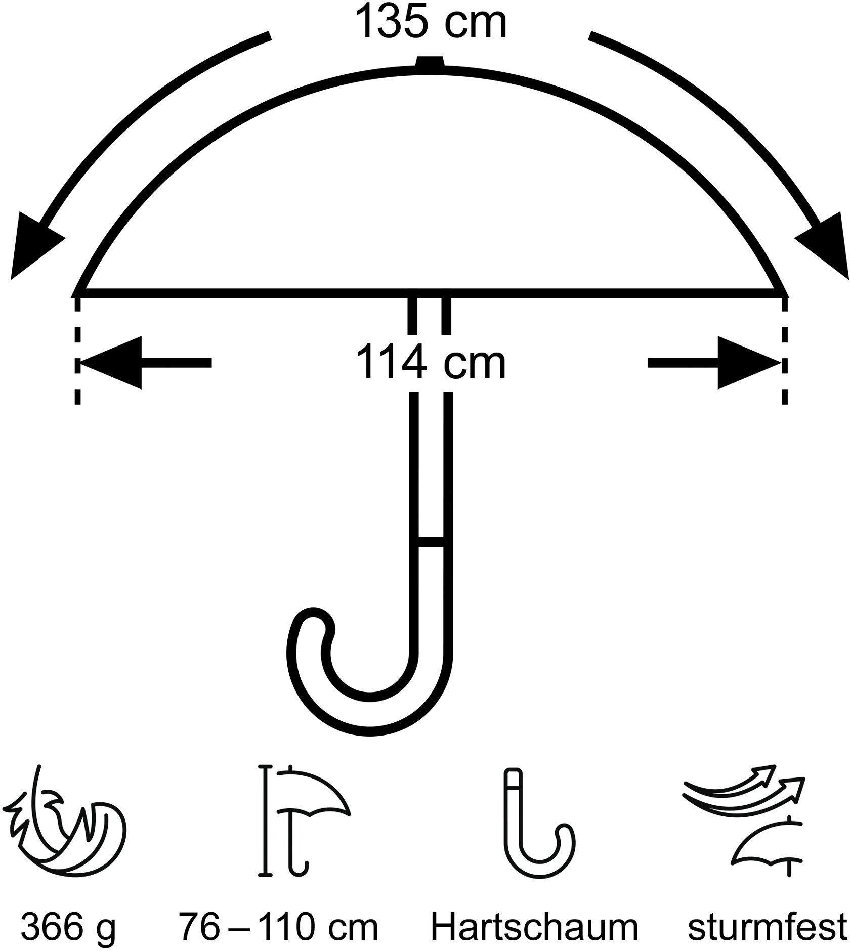 EuroSCHIRM® Stockregenschirm Swing handsfree, olivgrün, verlängerbarer Schaft, handfrei tragbar
