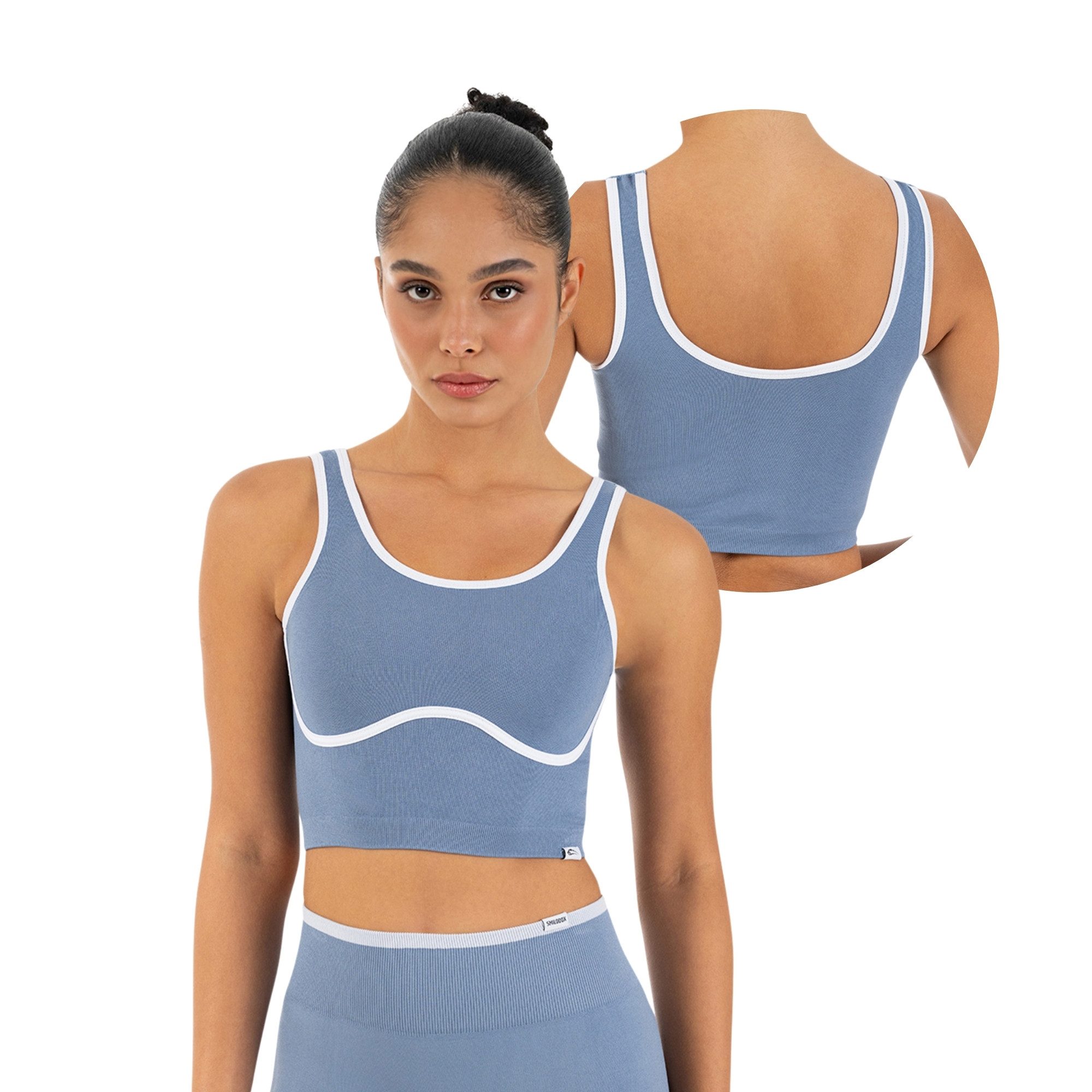 Smilodox Sport-BH Calen, Bustier Damen, Shaped Fit, Fitness Bra, Gym & Freizeit Kontrastdetails, Rippbund, Shaped Fit, weiches Strickmaterial