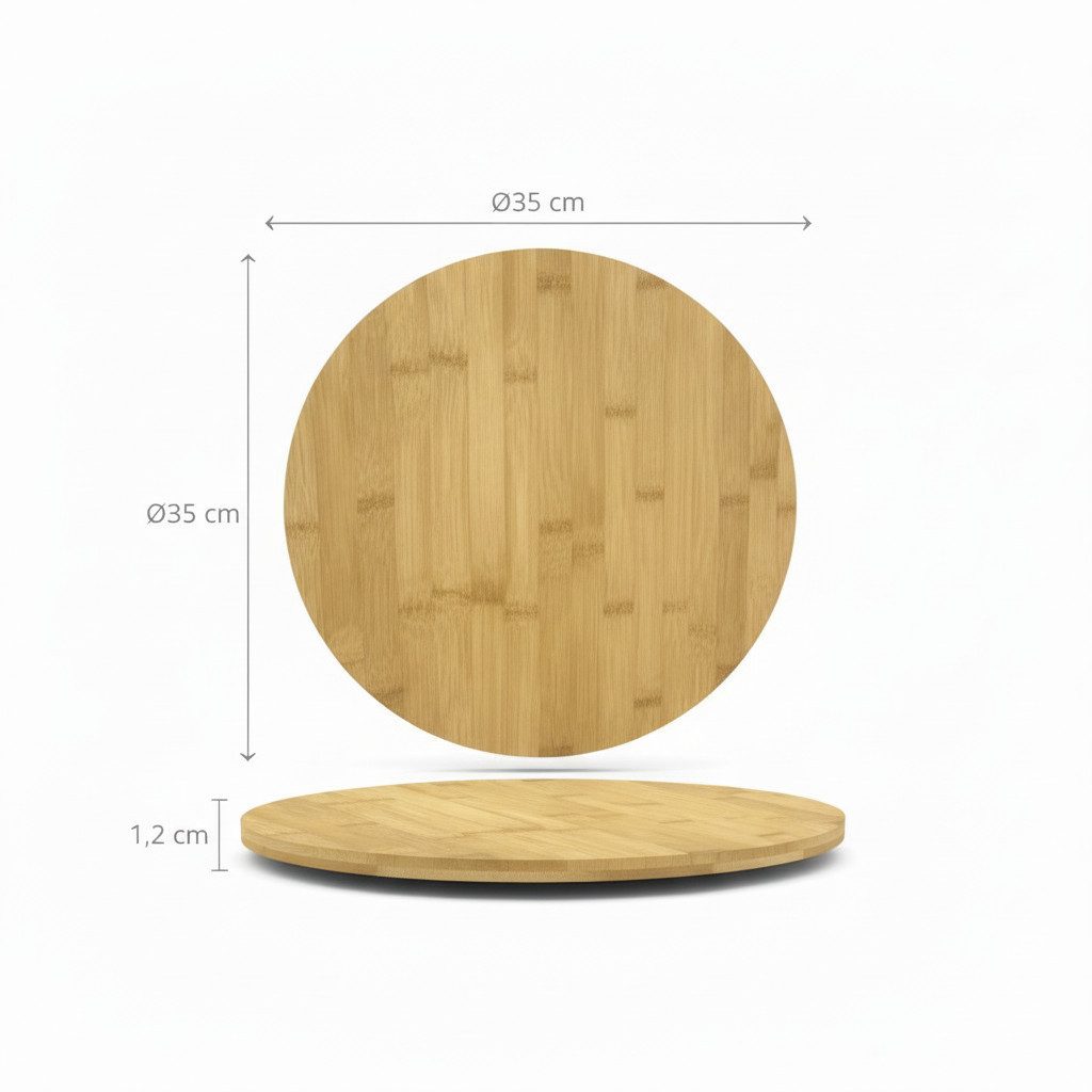 hausleben Pizzaschneidebrett Pizzabrett - Rundes Schneidebrett mit Griff und Schneiderillen, Bambus Kuchenplatte, (Holz Pizzateller für Flammkuchen, 2-St., 2 Servierplatten), Holzteller Servierbrett für Pizza, Leicht zu Reinigen