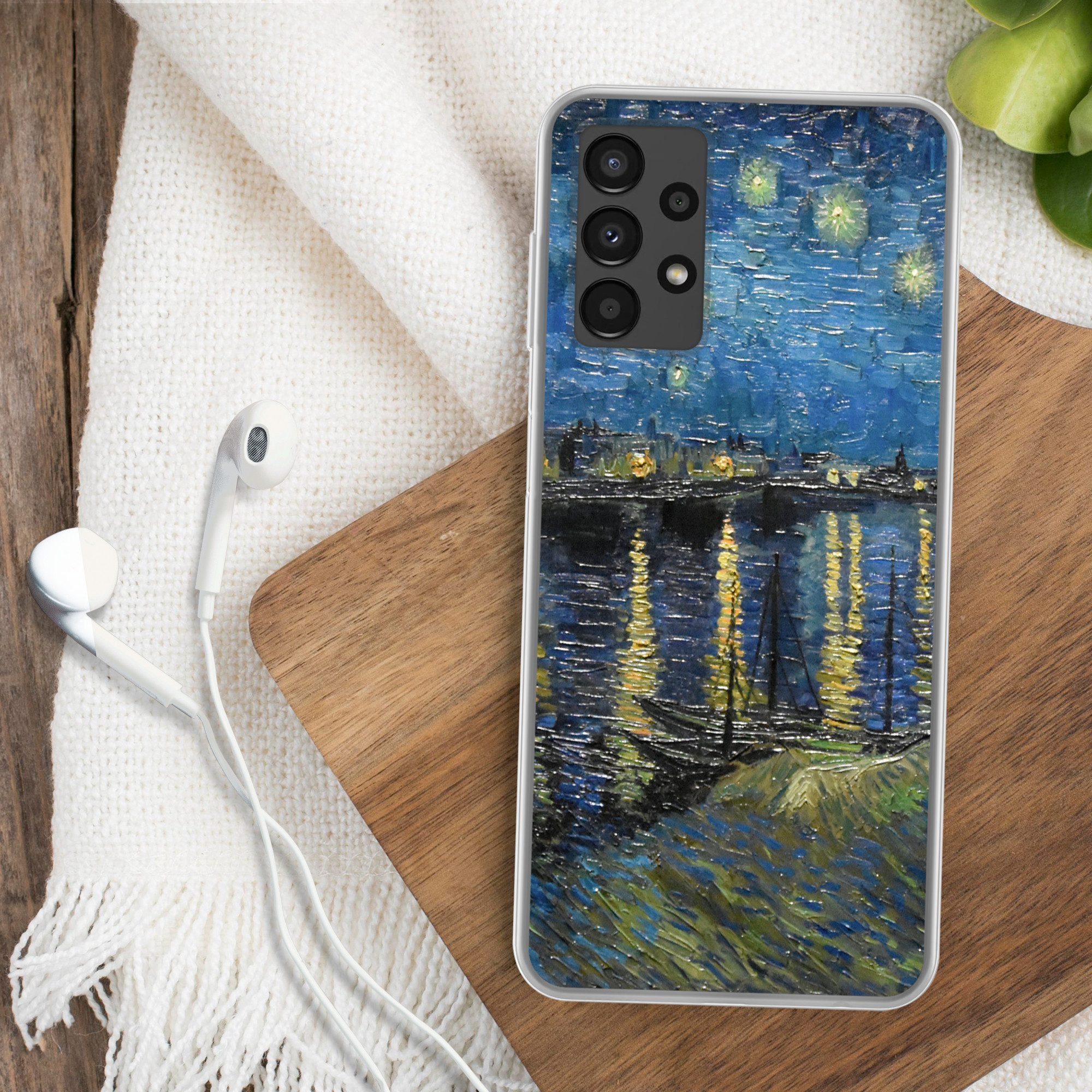 MuchoWow Handyhülle für Samsung Galaxy A13 4G Sternennacht über der Rhone - Van Gogh - Kun, Smartphone-Bumper, Print, Handy Schutzhülle Dünn