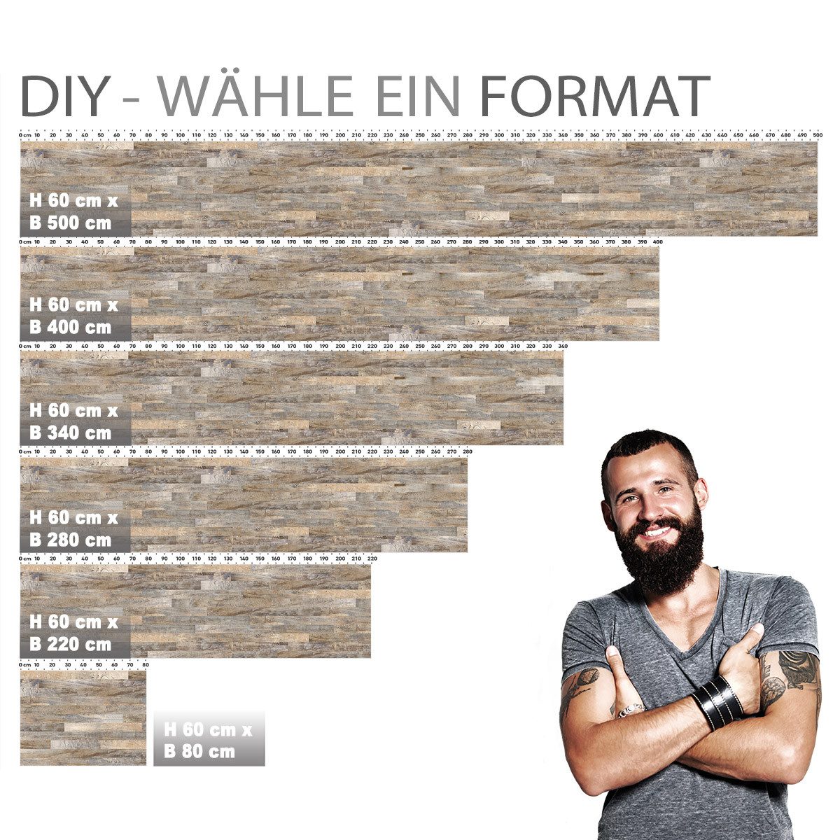 Stickerprofis Küchenrückwand HOLZPLANKEN (Matt-Finish), (Premium), 1,5mm, selbstklebend, hält auf besonders vielen Öberflächen. € 44,99, (€ 44,99 pro 1 Stk).