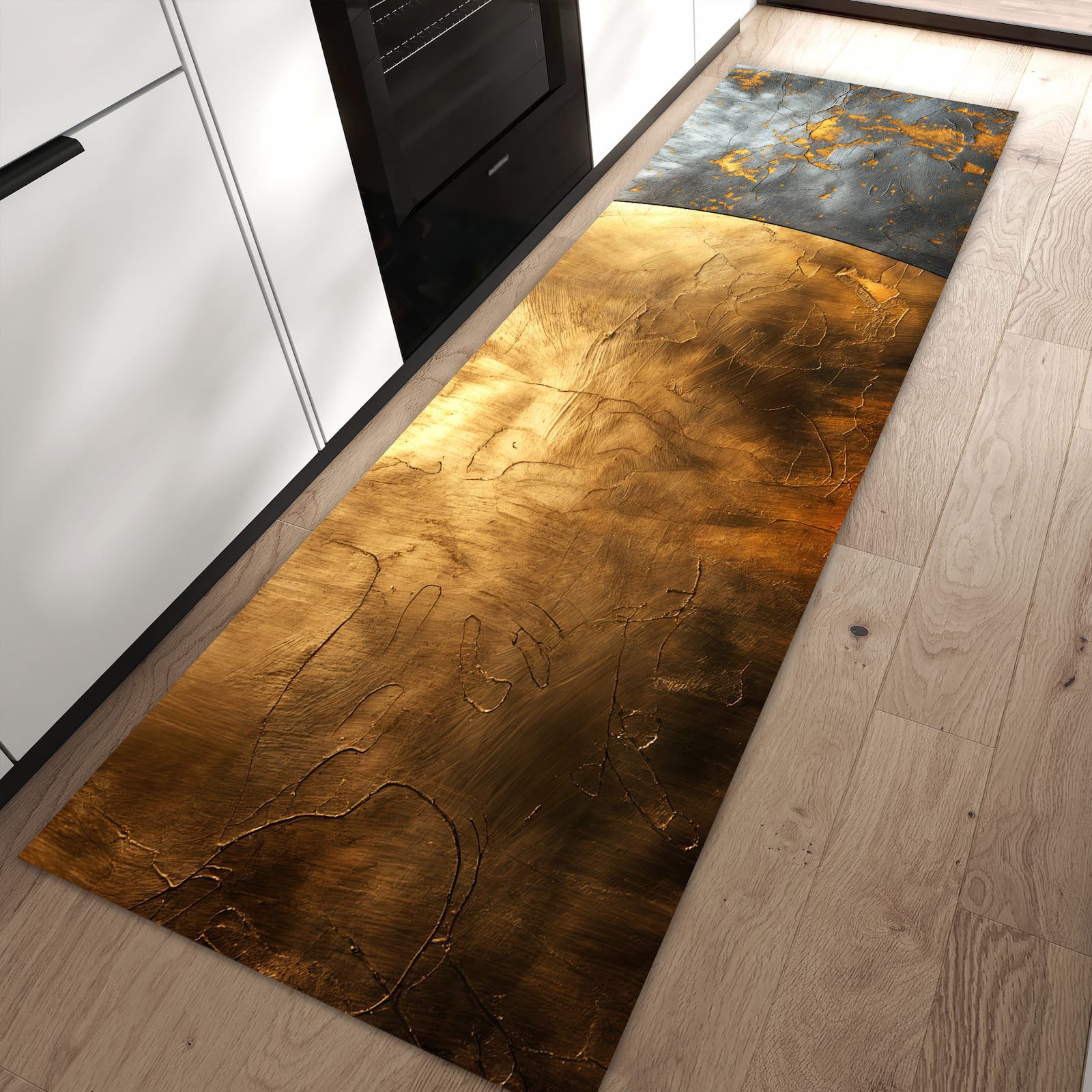 Primedeco Teppich Küchenteppich Metallische Textur PVC rutschfest abwaschba günstig online kaufen