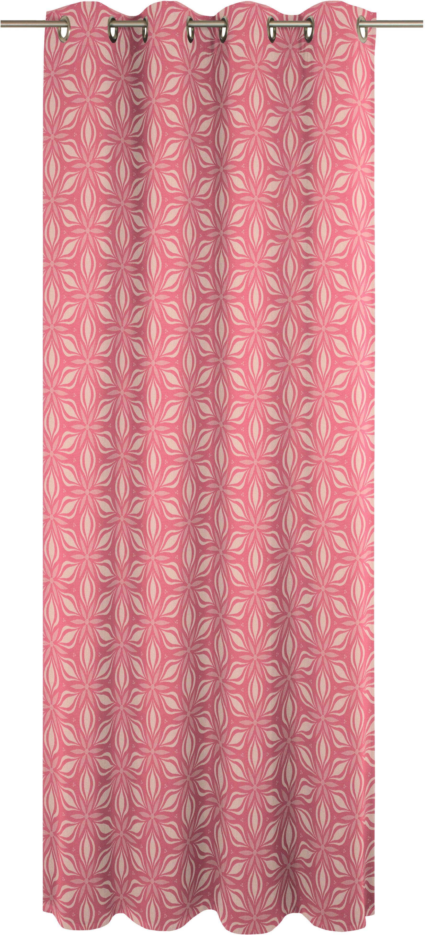 St), Jacquard, Adam, Retro nachhaltig Ösen blickdicht, Floret, (1 pink Vorhang