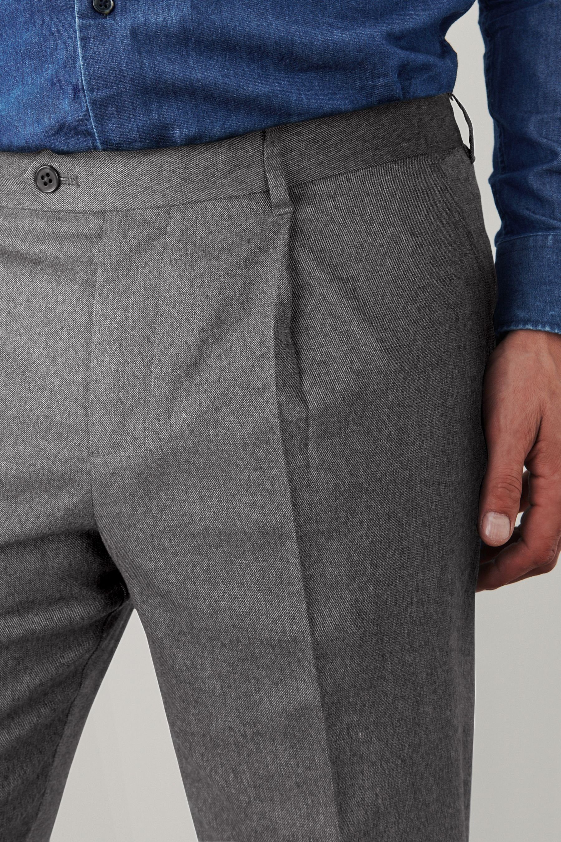 Elegante Flanellhose-Regelmäßige Next Stoffhose (1-tlg) Falte Grey Light