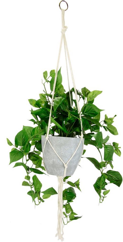 Kunstpflanze Künstliche Philo-Hängeampel mit Hängeampel, I.GE.A., Höhe 80 cm,  Topfpflanze Kunstblume