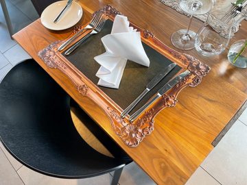Platzset, Tischset abwaschbar - Framepad "Genua" in gold, framepad.de, (2-St., 44 x 32cm), Tischset in eleganter Bilderrahmen-Optik aus erstklassigem Vinyl