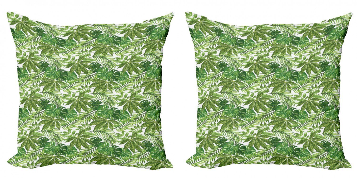 Dschungel-Laub-Eco Accent Digitaldruck, Doppelseitiger Stück), Kissenbezüge Abakuhaus (2 Modern Palmblatt