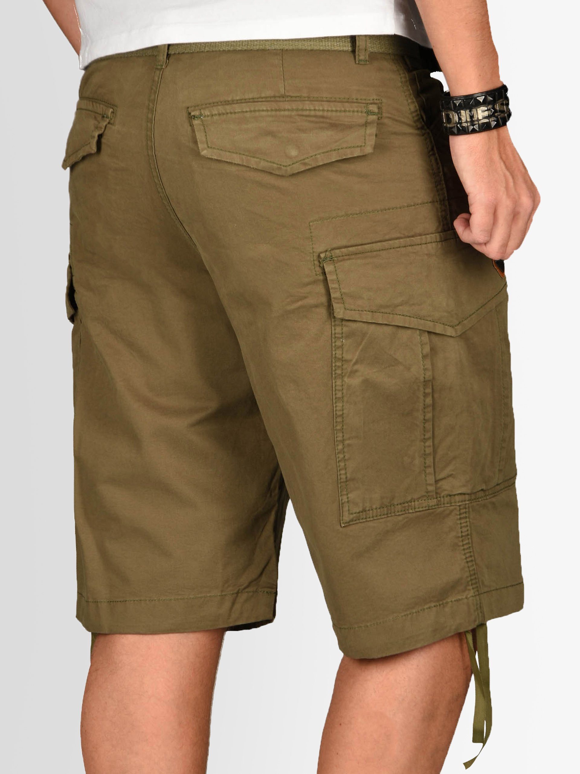 ASLeon Alessandro Gürtel passendem Salvarini Cargoshorts Olive inklusive