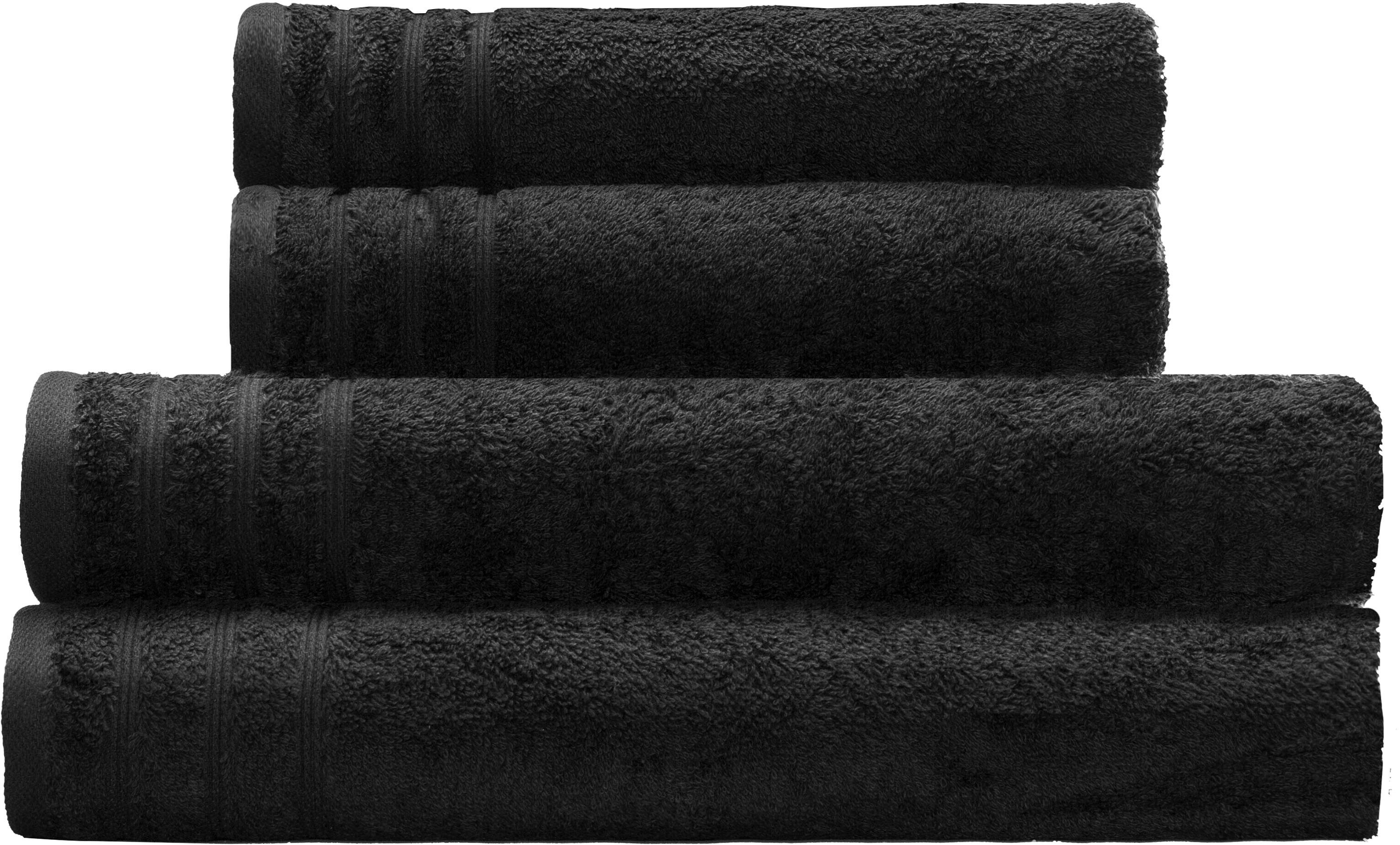 Kleine Wolke Handtuch Set Royal, 4 Stück (2 Handtücher 50/100 cm + 2 Duschtücher 70/140 cm), Frottier (Set, 4-St), Uni Farben, mit Bordüre, weich, in verschiedenen Sets erhältlich