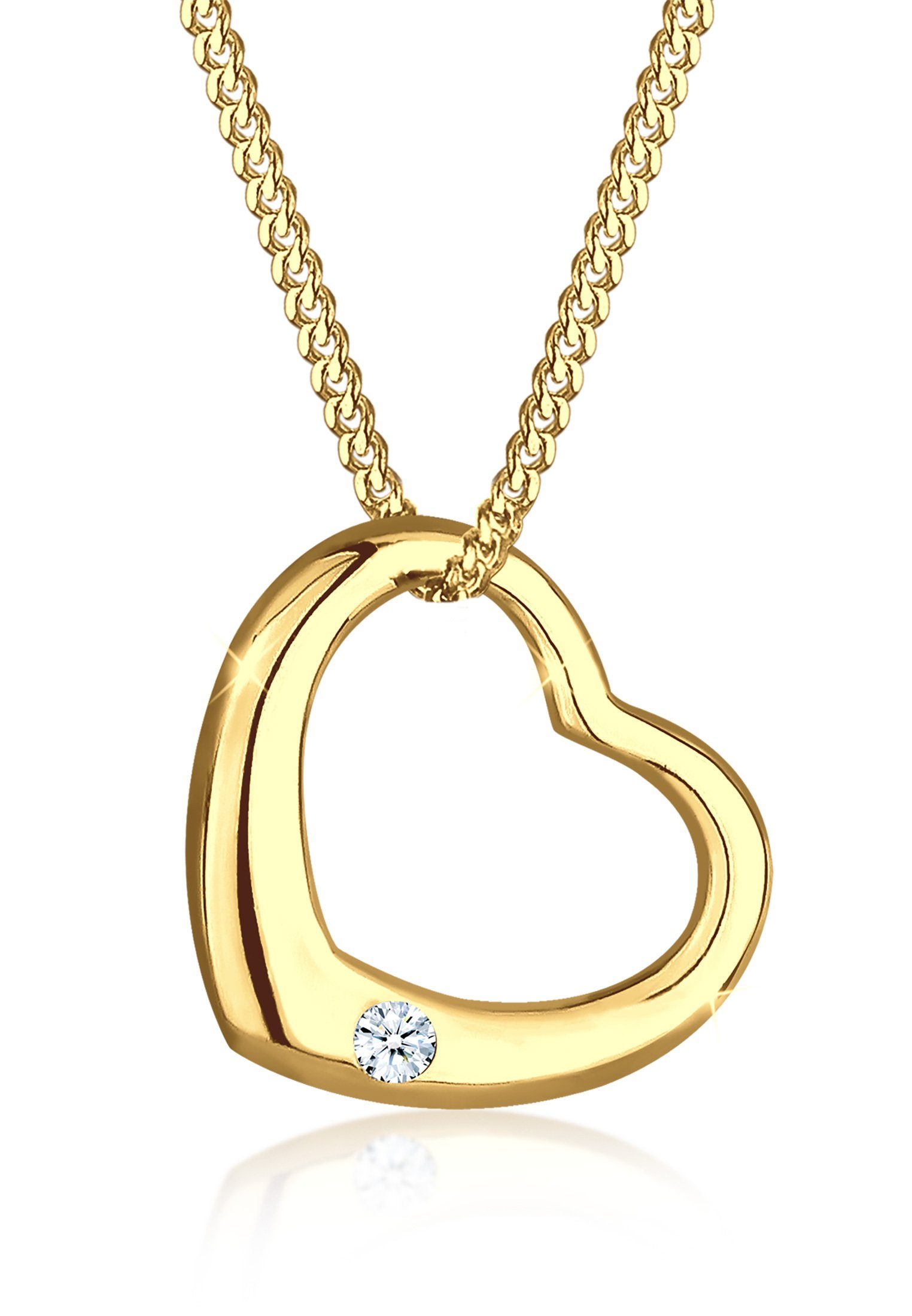 Kette mit Anhänger Herz Liebe Romantik Diamant (0.03 ct) 925 Silber