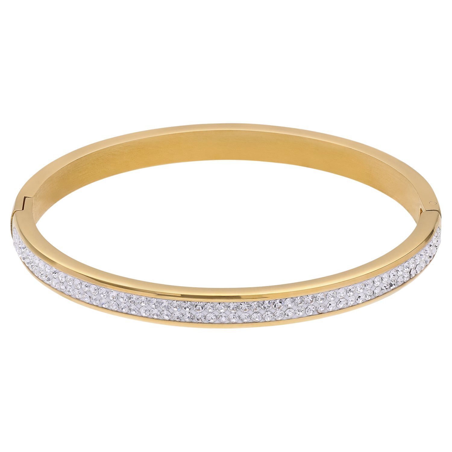 LUCARDI Armreif Armband - Stahl - Gold - Kristall - Kinder