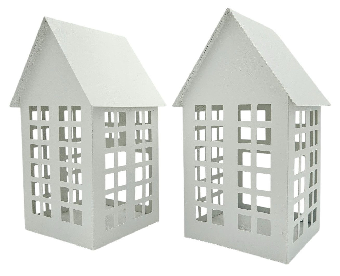 Meinposten Laterne Windlicht Metall Haus weiß 2er Set Teelichthalter Deko Laternenhaus (2-St., 2er Set)