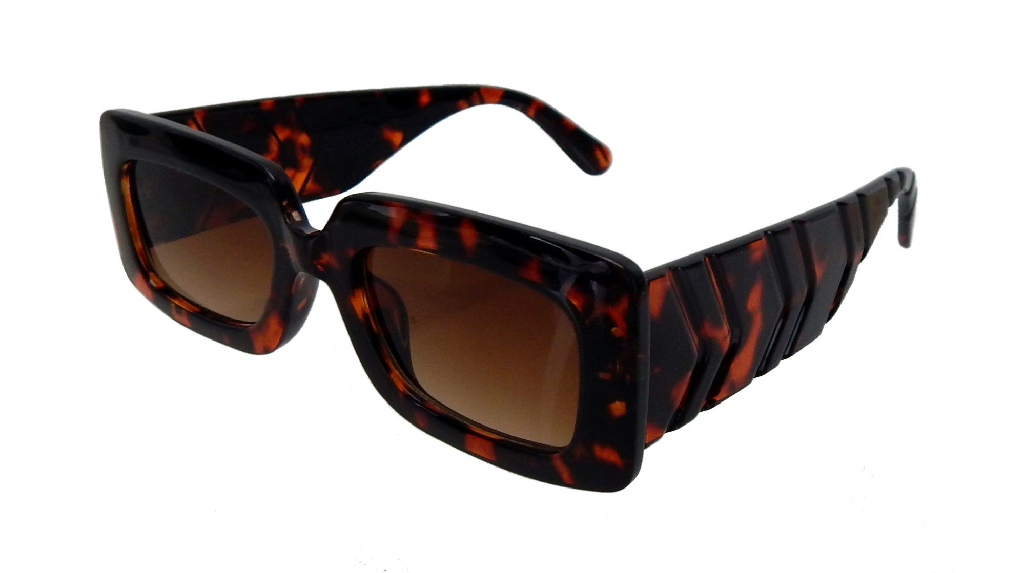 Ella Jonte Sonnenbrille Oversize Rechteckig Braun Retro UV400 mit Stoffetui