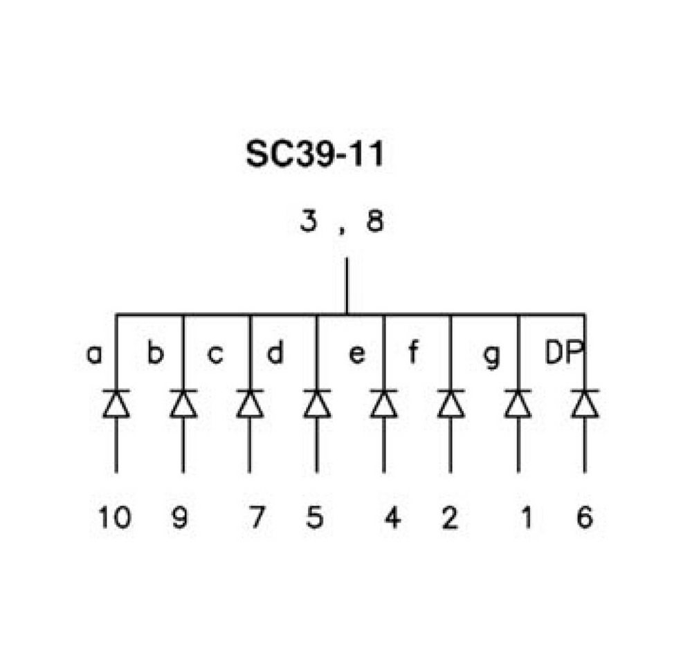 Thumbnail - Generic Hinweisschild 10mm EINSTELLIGES DISPLAY GEMEINSAME KATHODE GRÜN, (1 St)