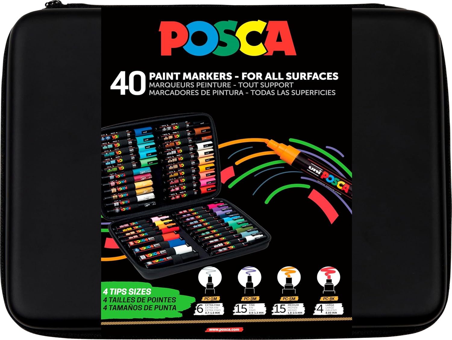 POSCA Marker POSCA Uni-Ball 186840 Marker 40 Acrylstifte PC-1MC, PC-3M, PC-5M PC-8K