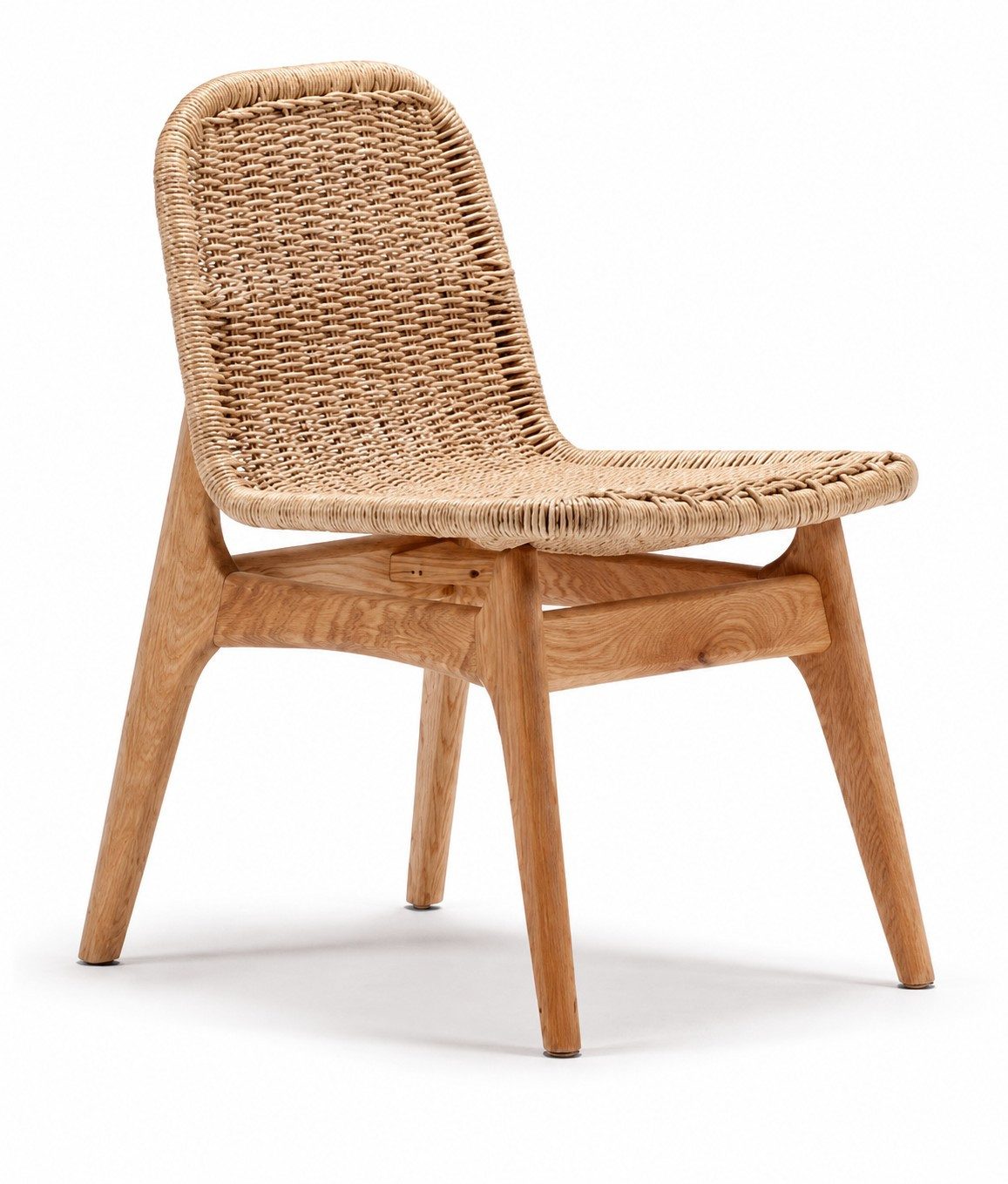 Xlmoebel Gartenstuhl Moderner Premium Terrassenstuhl aus Rattan und Holz in Beige, Made in Europa