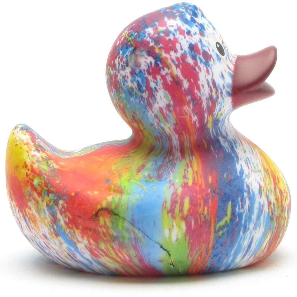 Duckshop Badespielzeug - Quietscheente Rainbow - Schnabel mit lila Badeente