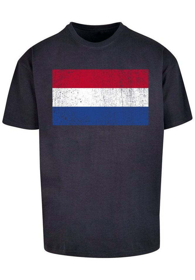 F4NT4STIC T-Shirt Netherlands NIederlande Holland Flagge distressed Print,  Weite Passform und überschnittene Schultern