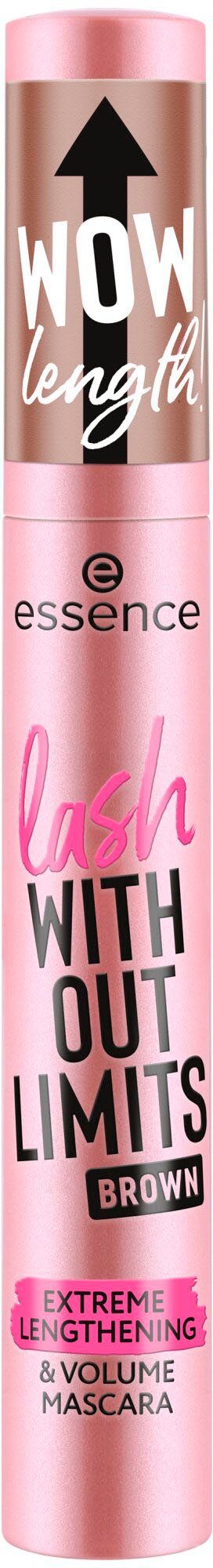 Essence Mascara lash WITHOUT LIMITS BROWN EXTREME LENGTHENING & VOLUME MASCARA, 3-tlg., mit Volumeneffekt
