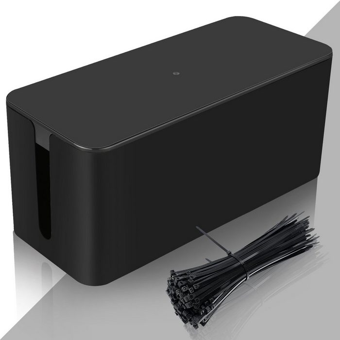 Clanmacy Kabelbox Kabelbox 321x136x127mm XL Schwarz Kabel Box Stecker Kabelmanagement für Steckdosenleiste