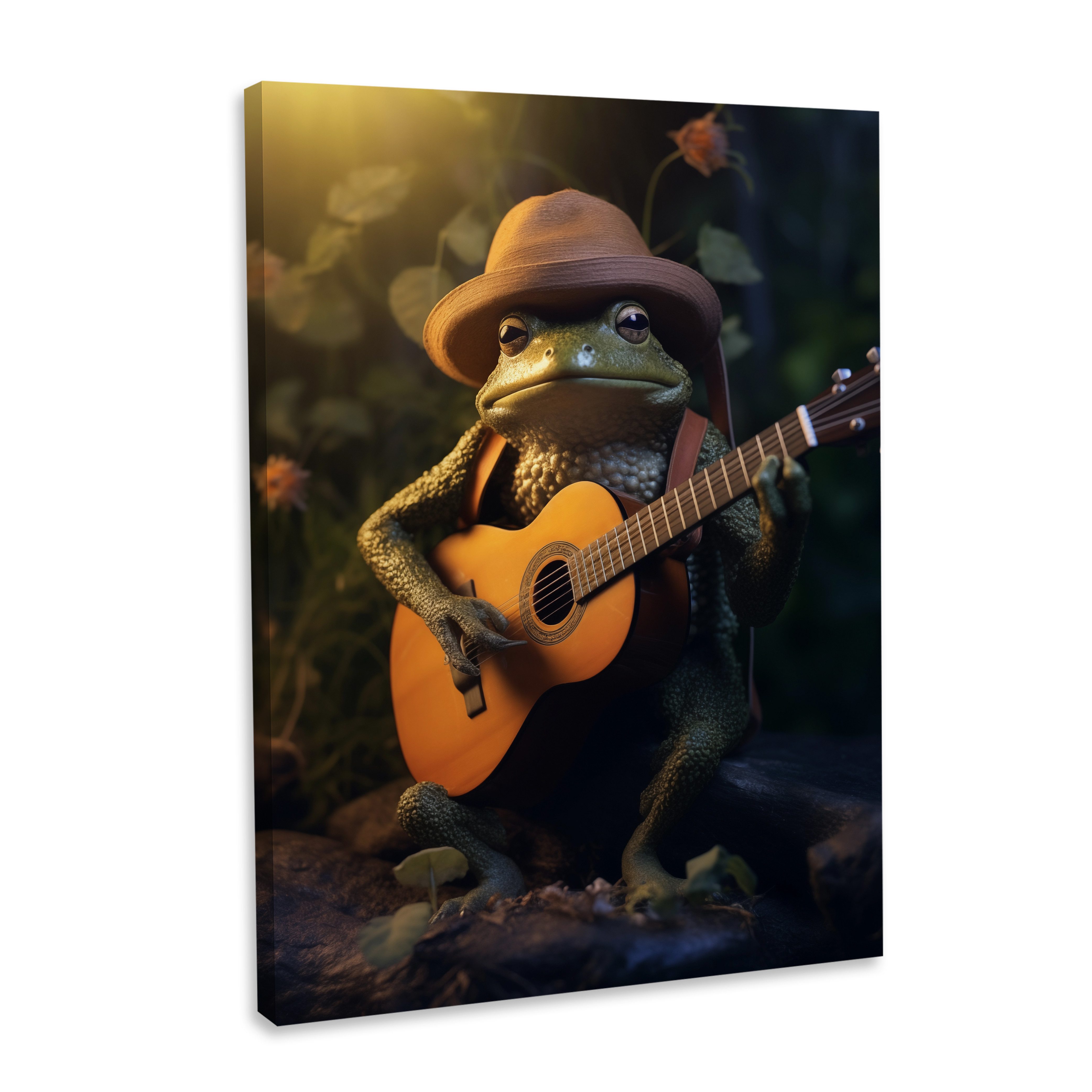 Hustling Sharks Leinwandbild Frosch-Bild als XXL Leinwandbild "Guitar-Frog" - exklusives Tierbild, in 7 unterschiedichen Größen verfügbar