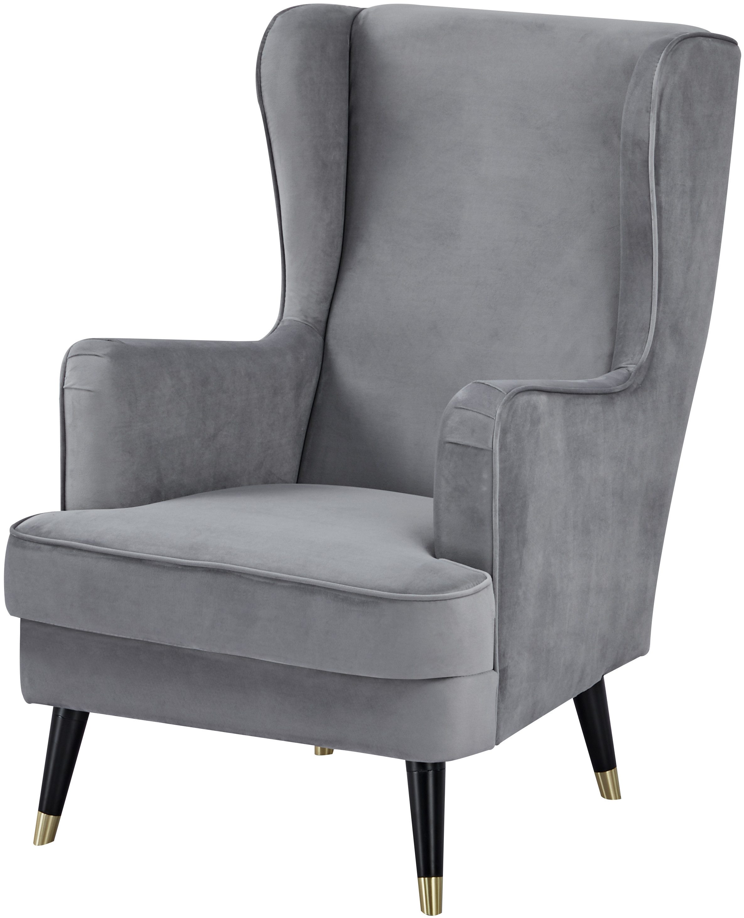 Home affaire Ohrensessel ZILLER, TV-Sessel, frei im Raum stellbar, in Cord und Samtvelours, Holzfüsse mit dekorativen Metallhülsen, Traumhafter Relaxsessel