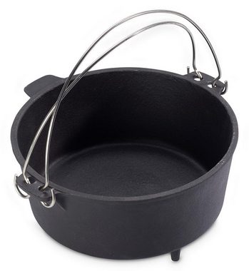 ECHTWERK Schmortopf Dutch Oven, Gusseisen (1-tlg), Feuertopf, Gusseisen BBQ Kochtopf, bereits eingebrannt, 4,9 Liter