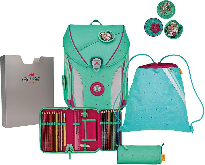 DerDieDas® Ранці ErgoFlex MAX - Peppermint Pony (Set, 5-tlg), mit 3 Buttons; enthält recyceltes Material