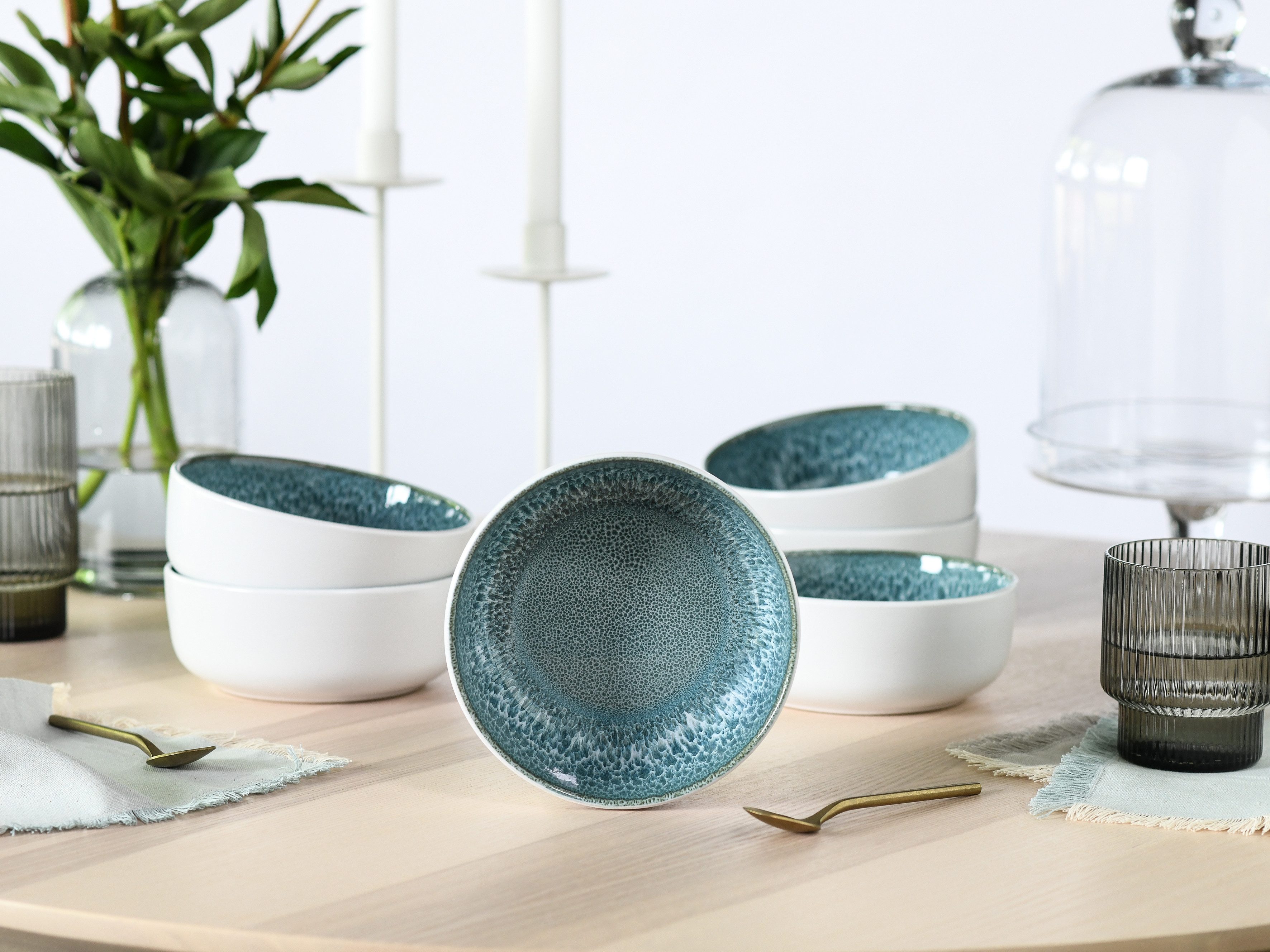 OTTO home Müslischale modernes Schüssel-Set Novalee, Geschirr-Set, Bowl, Steinzeug, (Set, 6-tlg), hohe Haltbarkeit, spülmaschinen- & mikrowellengeeignet, Reaktivglasur