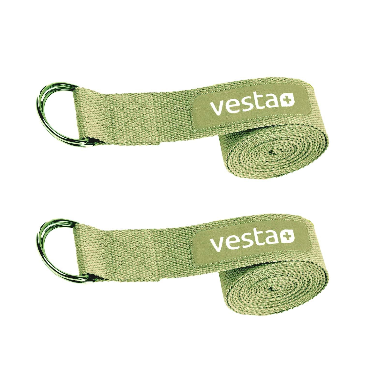 Vesta+ Yogagurt Yogaband Yoga Gurt Gürtel Strap Yogaschlaufe, 100% Baumwolle 250 x 3,8 cm mit Metall Verschlus