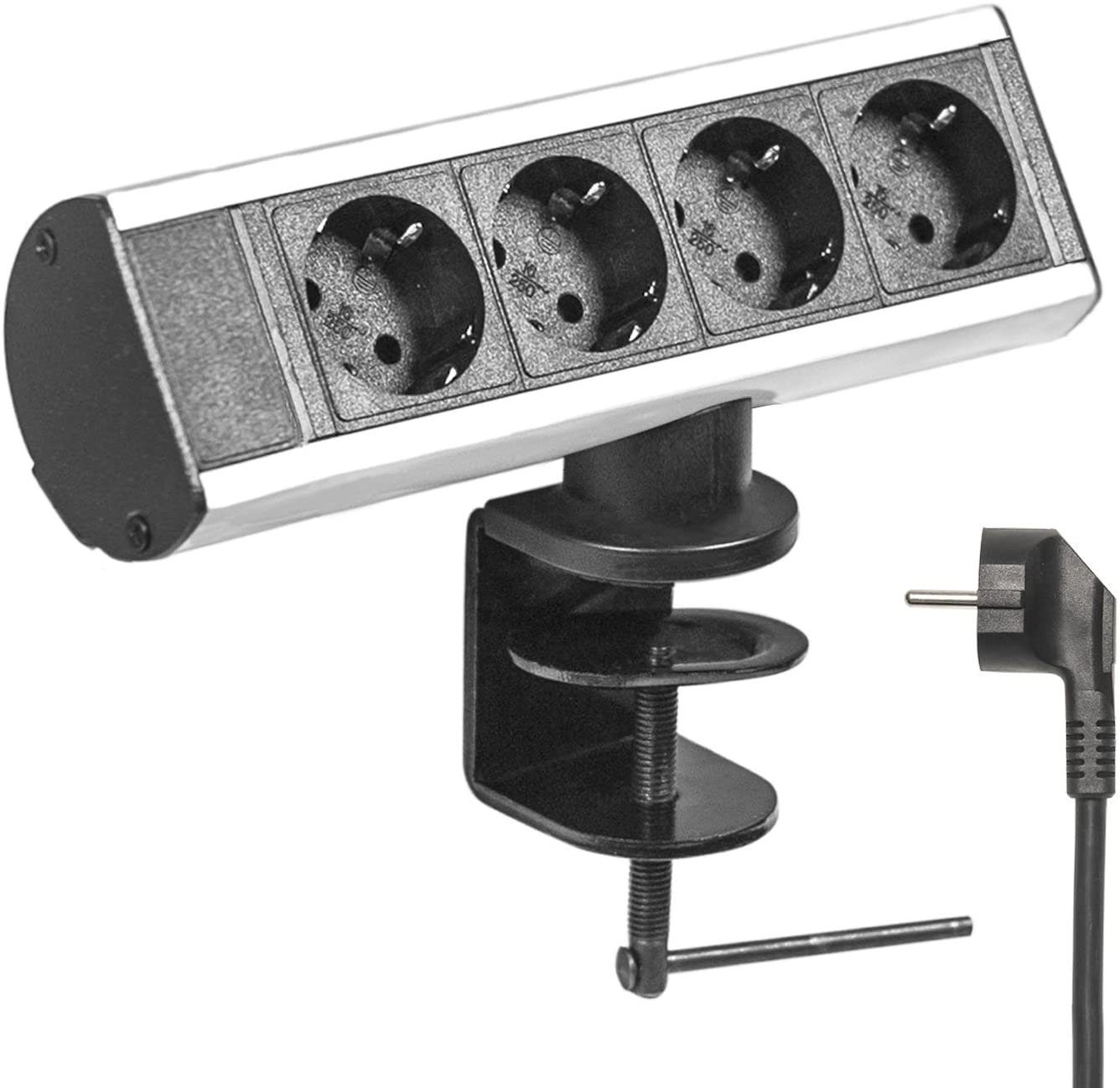 Elbe Inno Steckdosenleiste 4-fach (4 Fach, Überspannungsschutz, Kindersicherung), 1,5 m Anschlusskabel, für Büro, Werkstatt, Küche