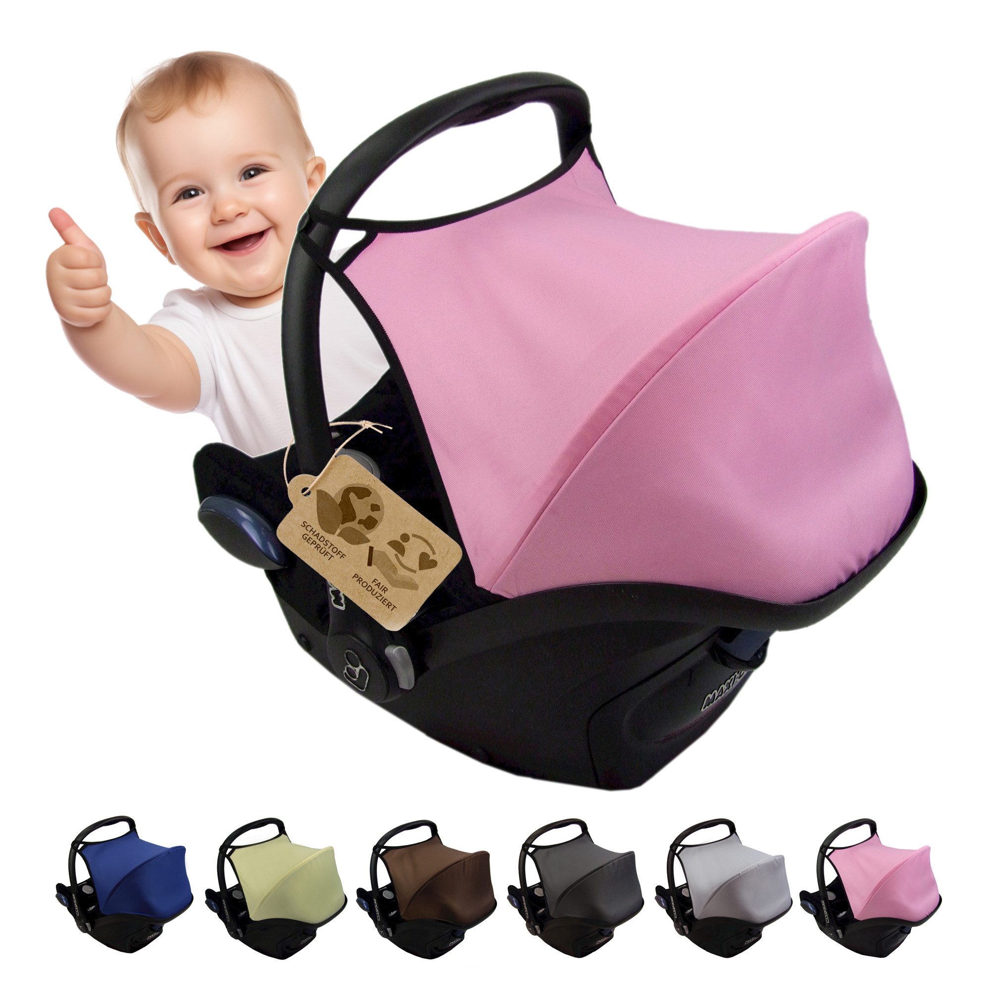BambiniWelt by Rafael K. Babyschale Sonnenverdeck für Babyschale kompatibel mit Maxi Cosi Cabrio-Fix + GP, ab: 0+, bis: 14 Monate