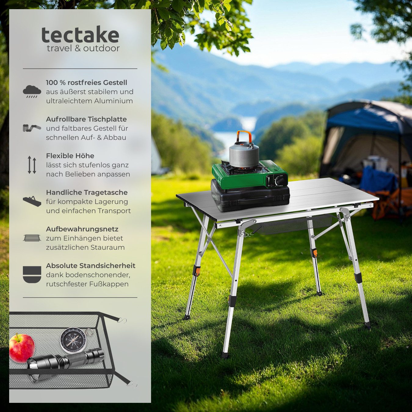 tectake Campingtisch Tina (1-St., 1 tlg), Stabiler Campingtisch mit praktis günstig online kaufen