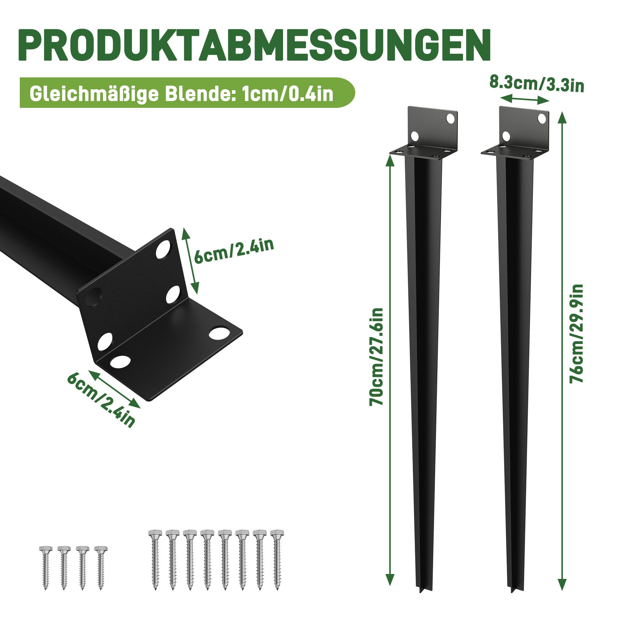 FIVMEN L-Pfostenträger 2/4x Universeller Bodenhülse Einschlagbodenhülse, (2-St., Feuerverzinkt Einschlagbodenhülse für Holzpfosten), Einschlag-Bodenhülse für Zäune Gartenprojekte